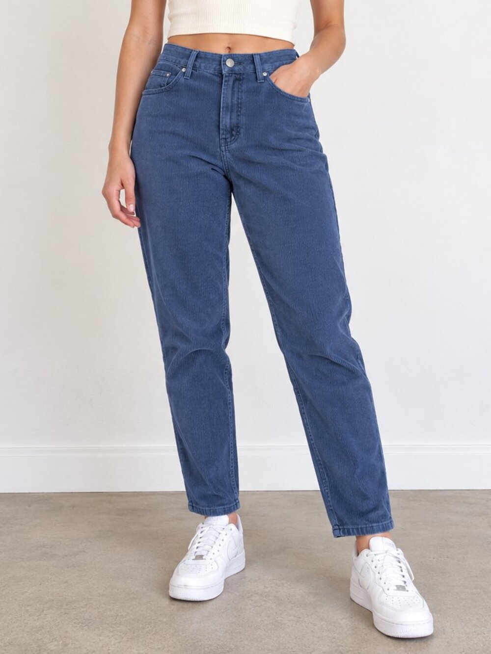 BDG Women's Mom High Rise Corduroy Jeans Slate Blue Gray | 30